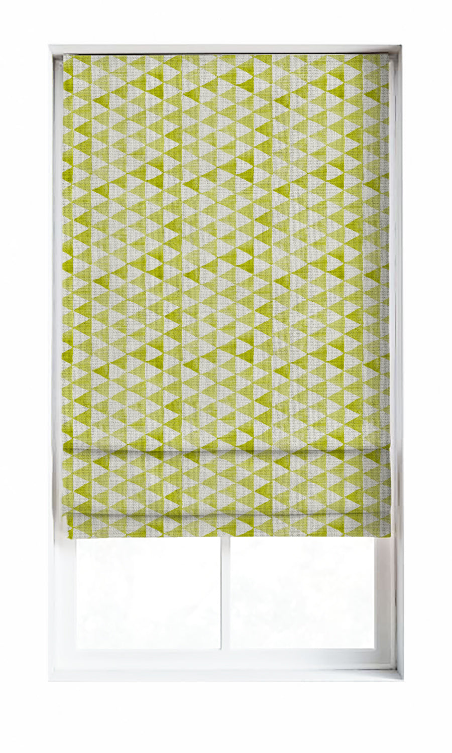 Triagonal Print Window Treatments Fabric Sample (White/ Green)
