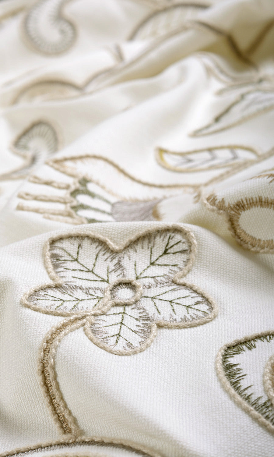 Embroidered Home Décor Fabric By the Yard (Beige/ Gray/ Green/ White)