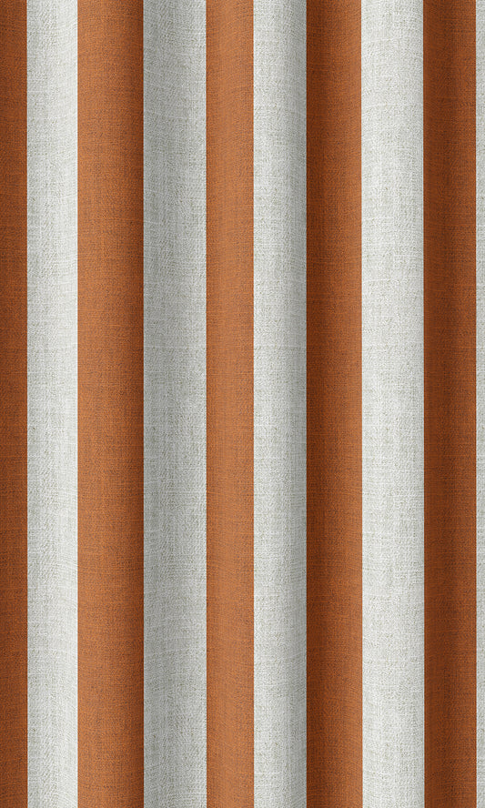 Modern Striped Home Décor Fabric By the Metre (Burnt Orange/ White)