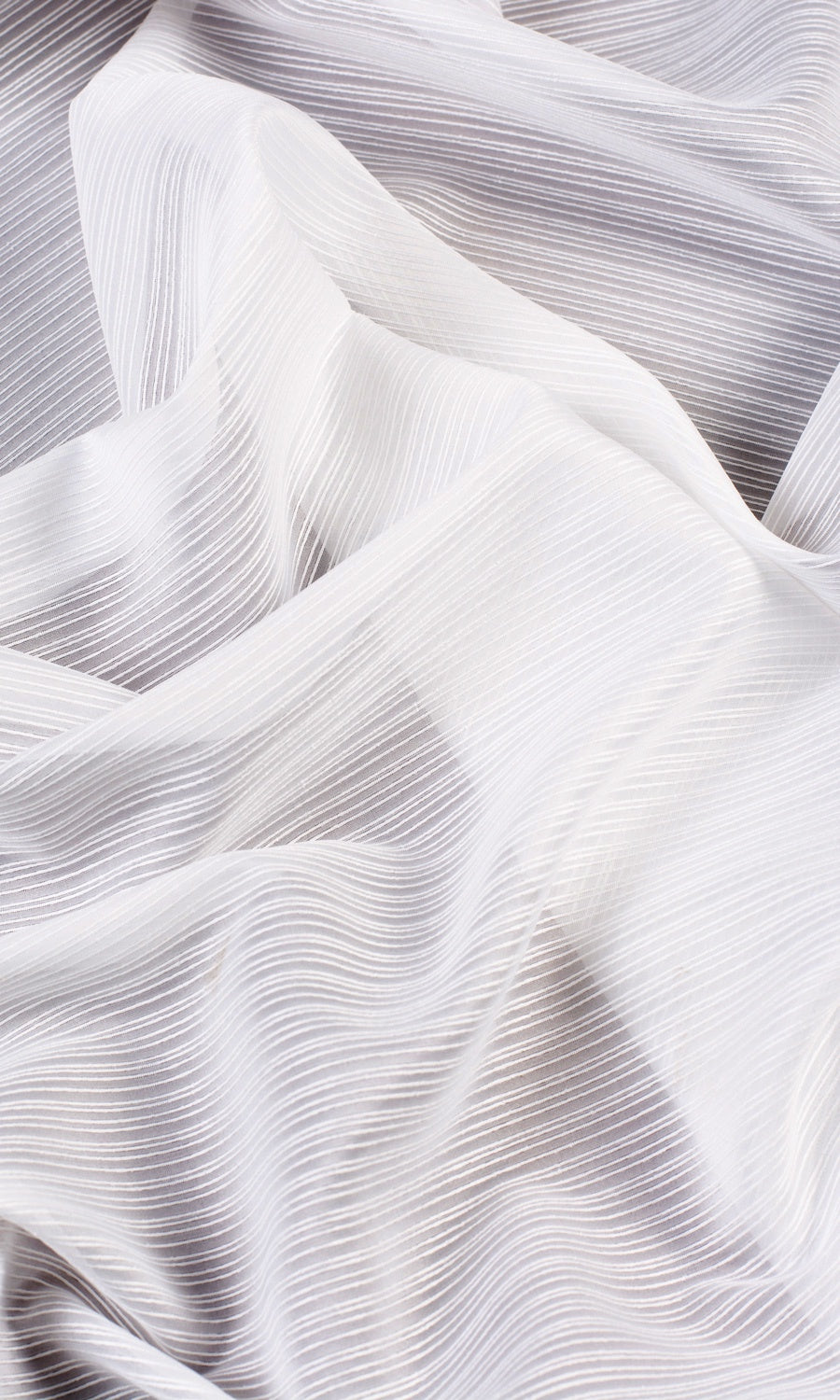 Striped Sheer Window Treatments Fabric By the Yard (White)