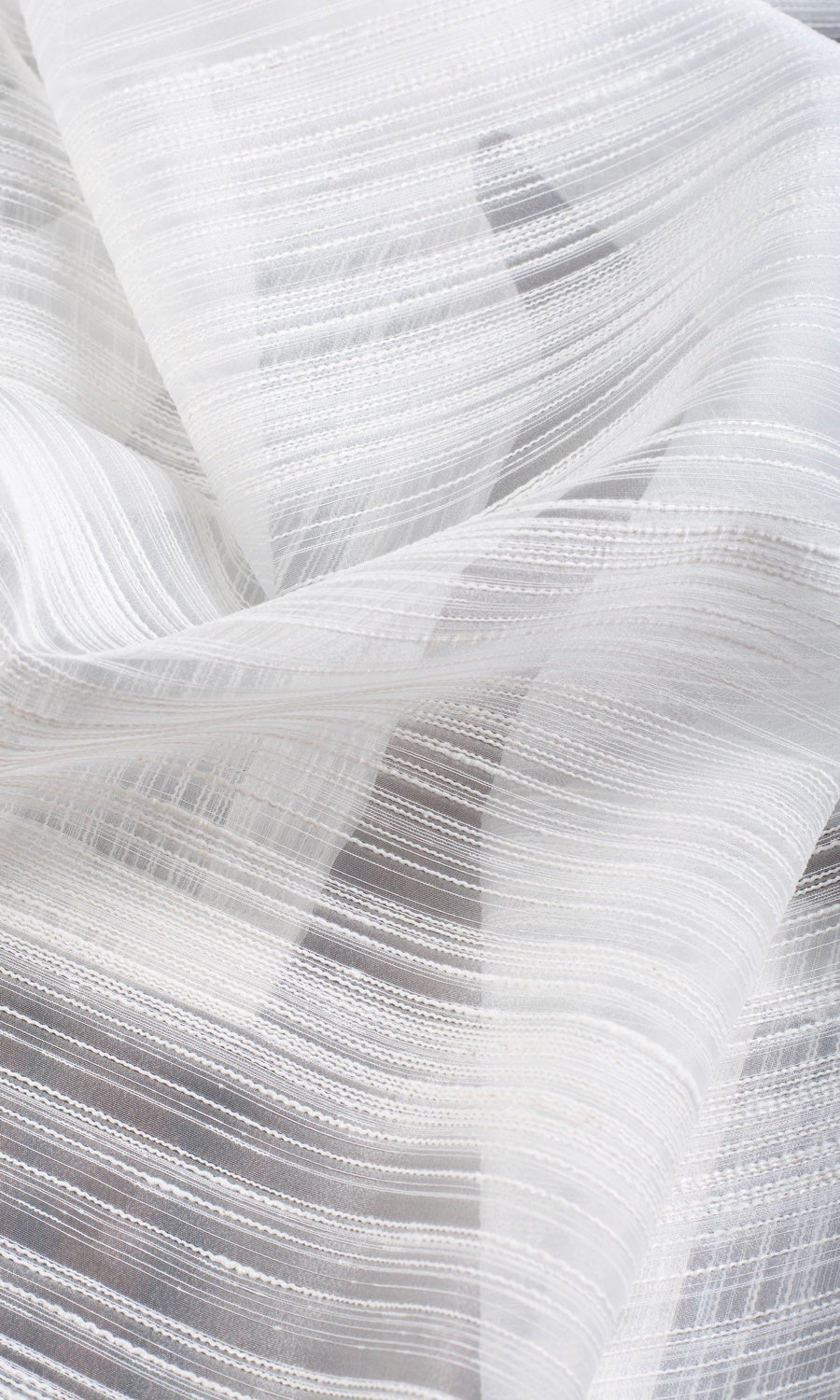 Striped Sheer Fabric Sample for Curtains & Drapes (White)
