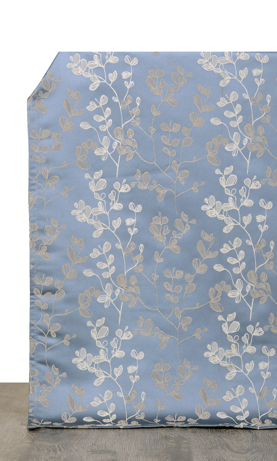 Floral Window Treatments Fabric Sample (Navy Blue/ Ivory-Beige)