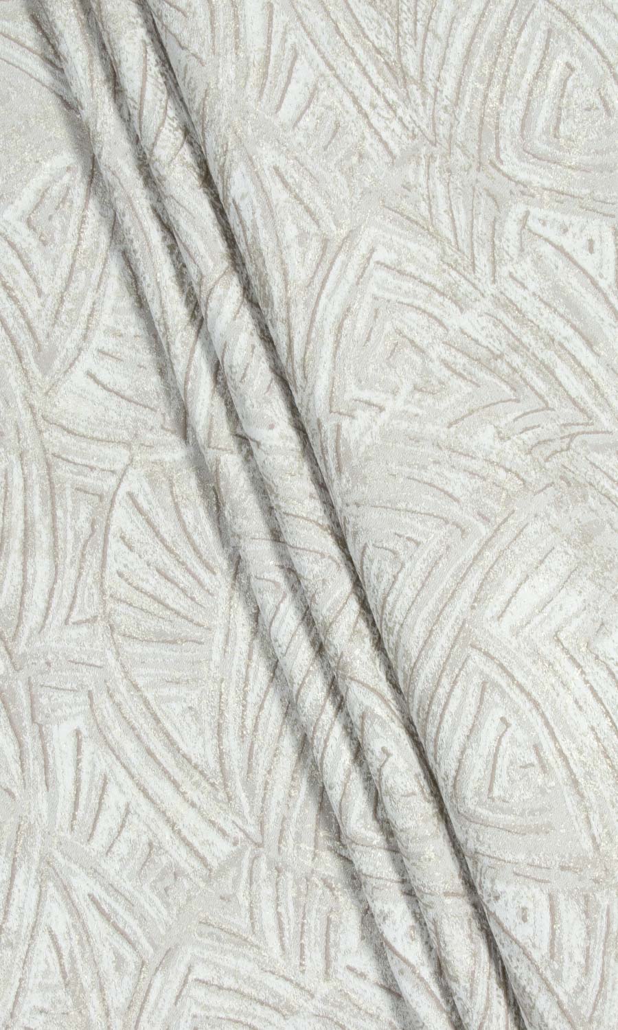 Self-Patterned Poly-Cotton Home Décor Fabric By the Yard (White/ Cream)