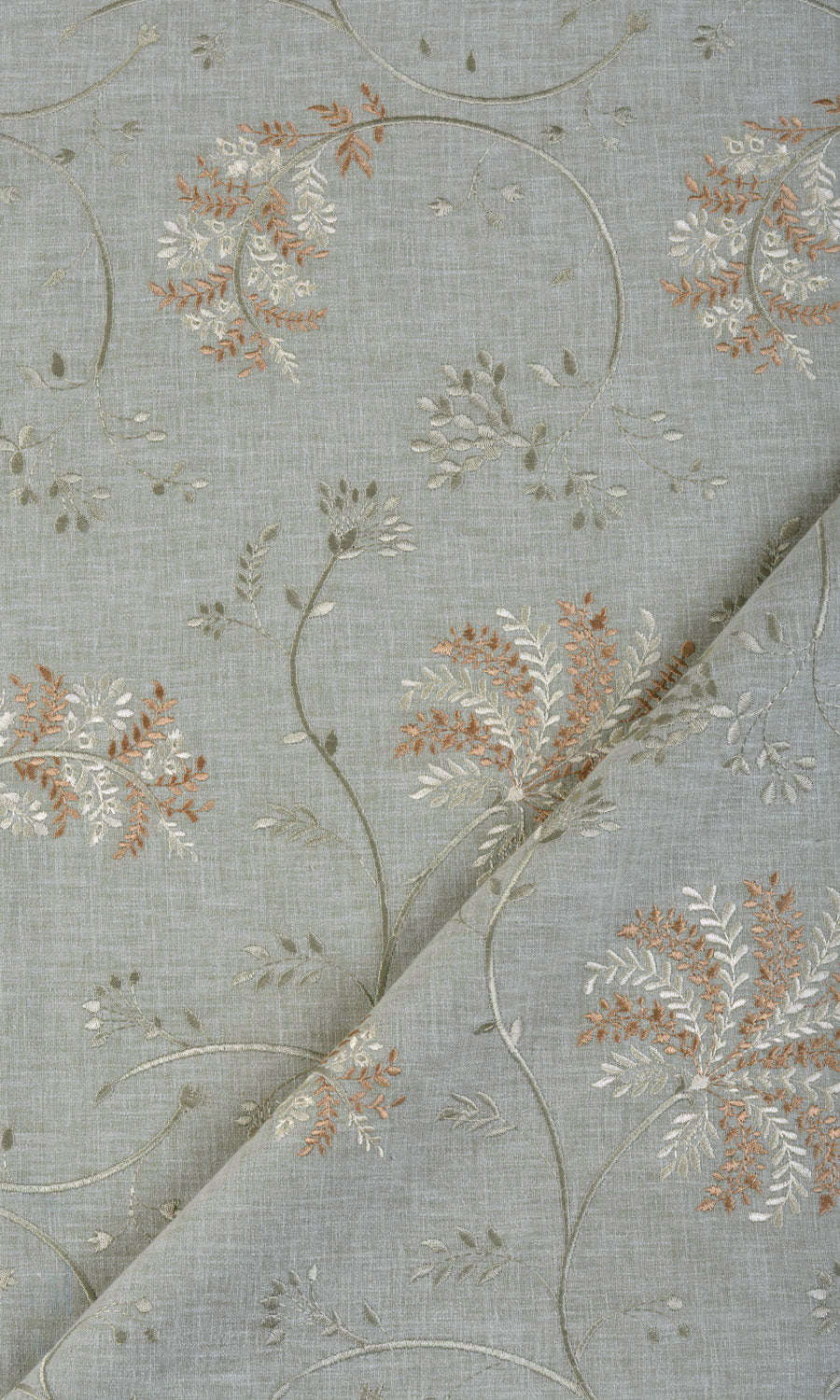 Floral Embroidery Home Textile Fabric Material By the Yard (Gray-Green)