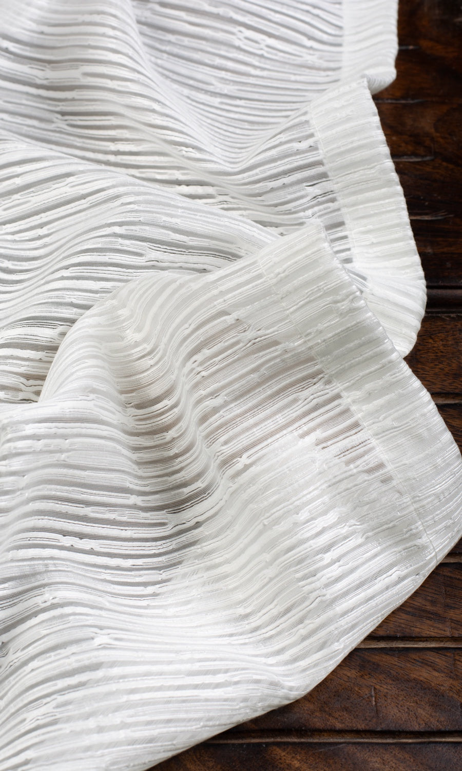 Textured Sheer Home Textile Fabric Material By the Yard (White)