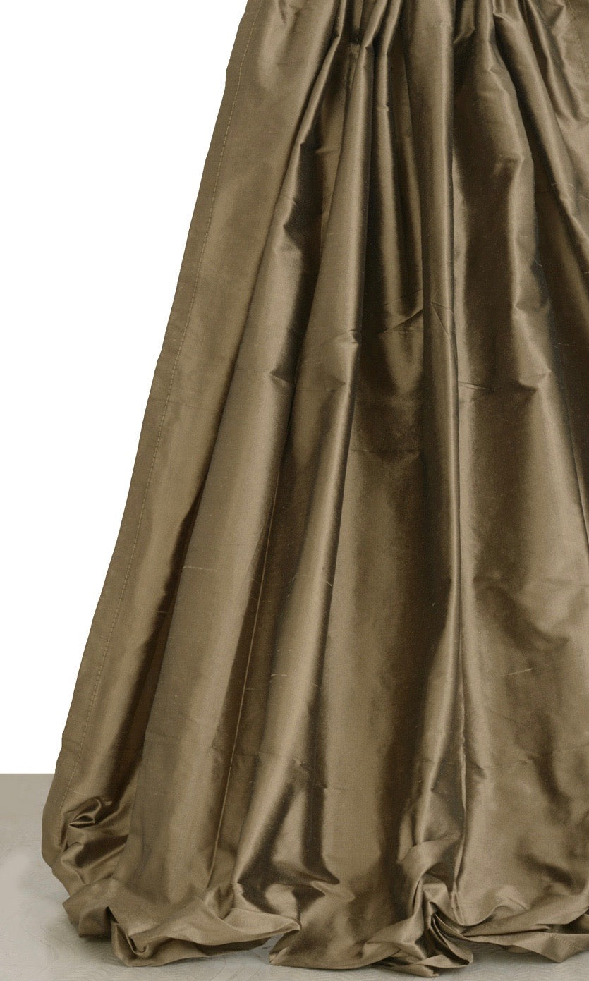 Shantung Silk Window Treatments Fabric By the Yard (Cedar Brown)