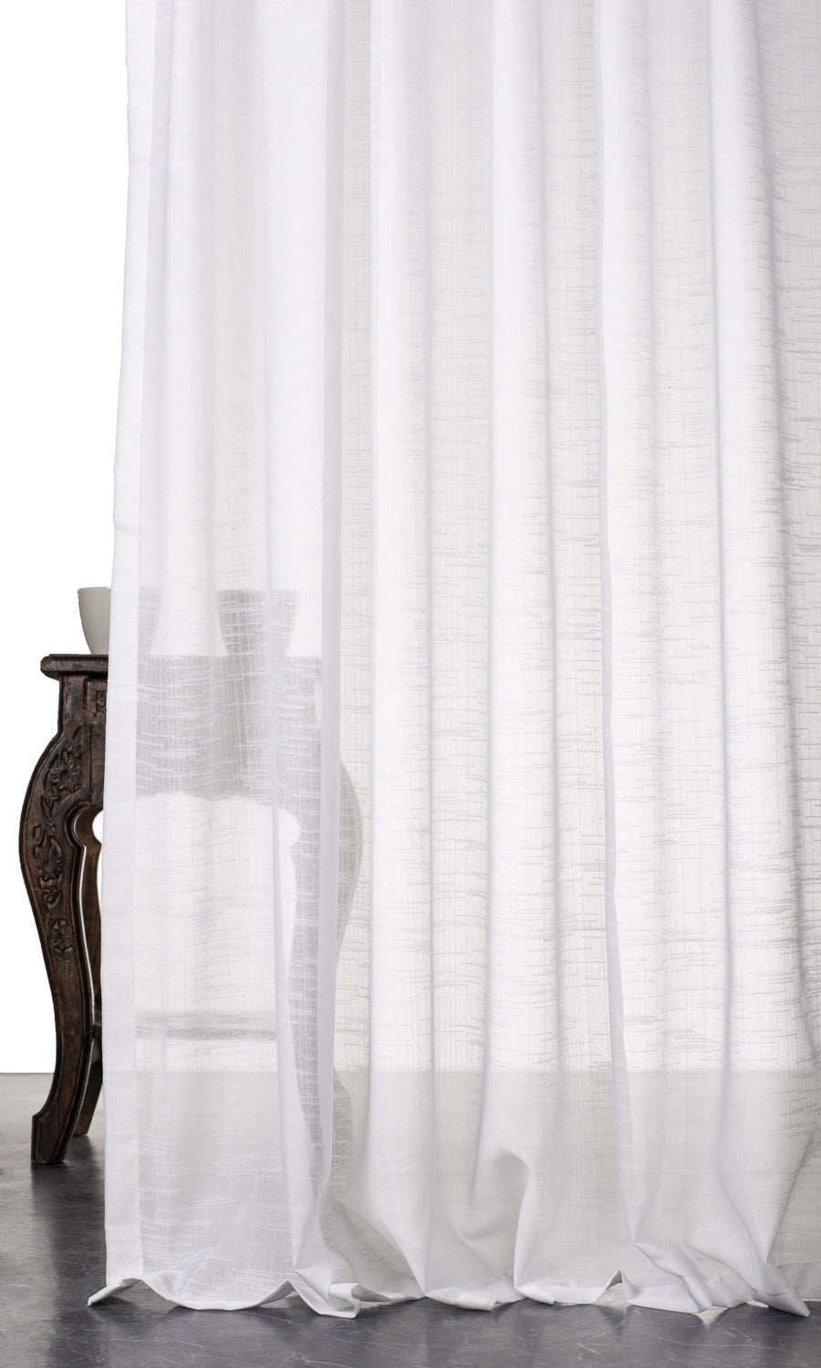 Textured Sheer Window Treatments Fabric By the Yard (White)
