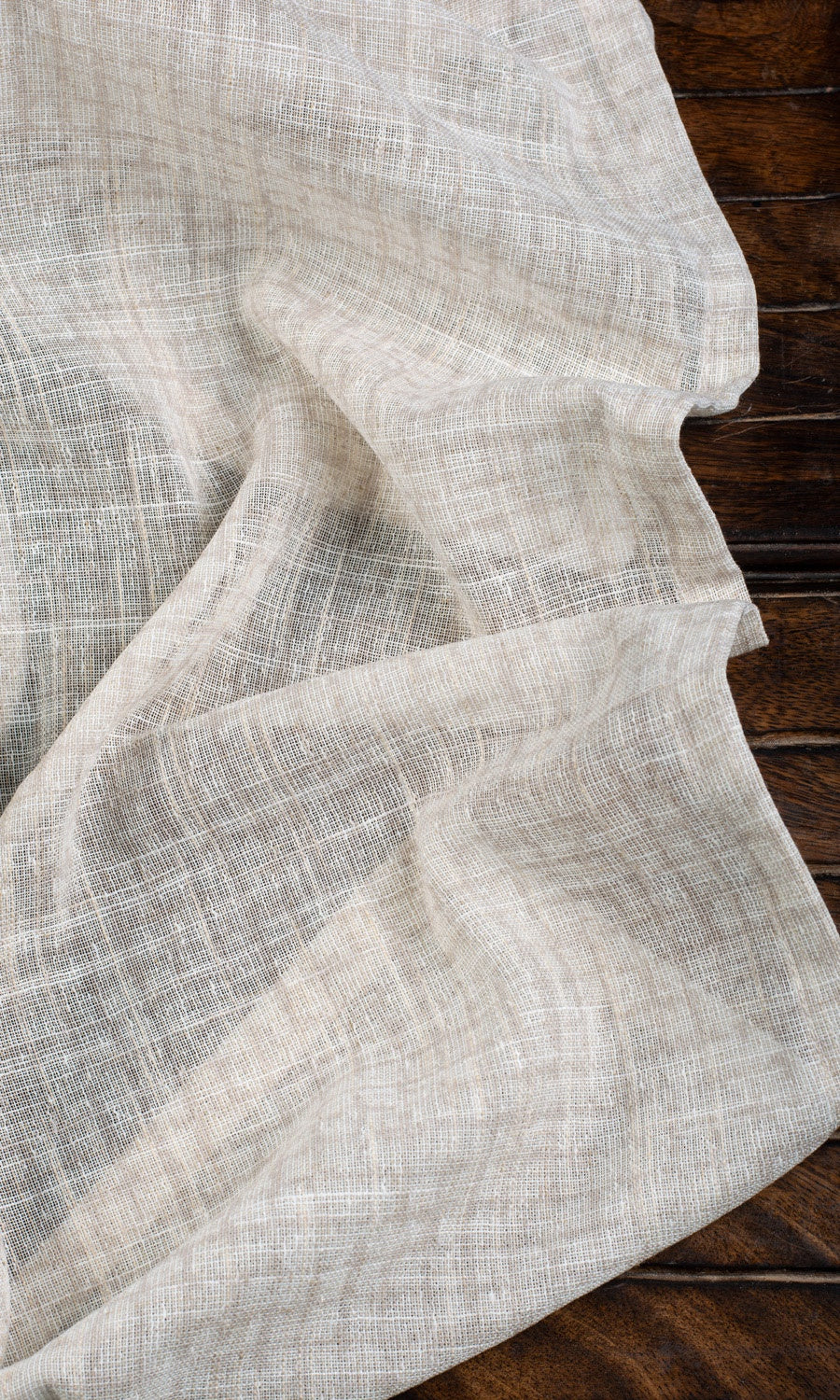 Checked Sheer Home Textile Fabric Material Sample (Cream/ Pale Beige)