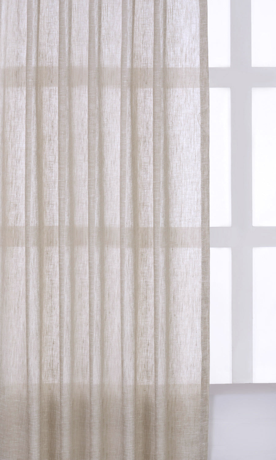 Linen Sheer Home Textile Fabric Material Sample (Creamy Beige)