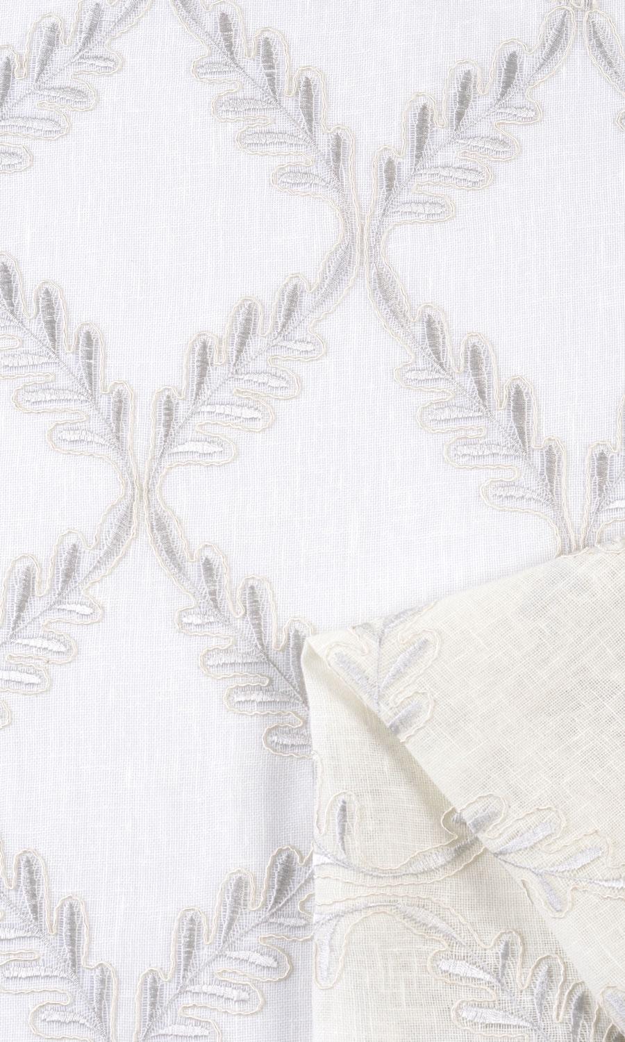 Sheer Floral Embroidered Window Treatments Fabric By the Yard (White/ Cream)