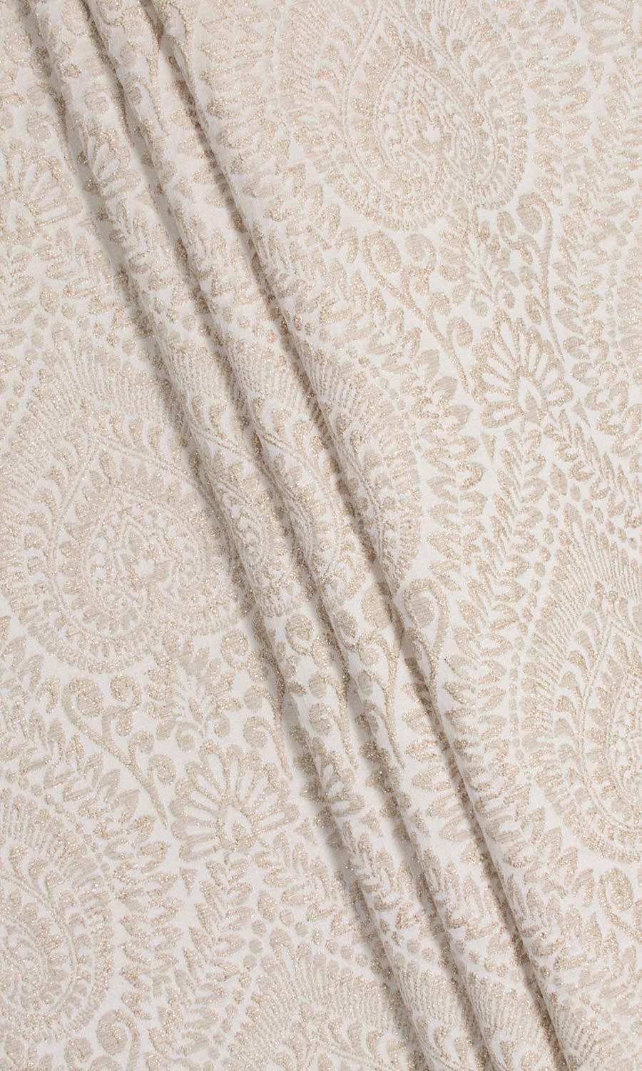 Textured Floral Fabric By the Yard for Curtains & Drapes (Cream/ Beige)