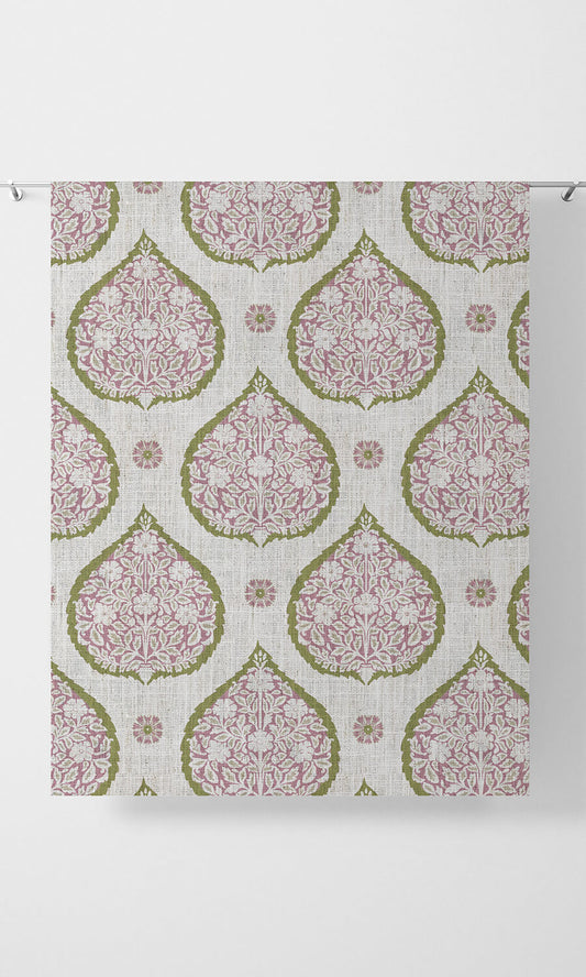 Paisley Home Décor Fabric By the Yard (Pink/ Green)