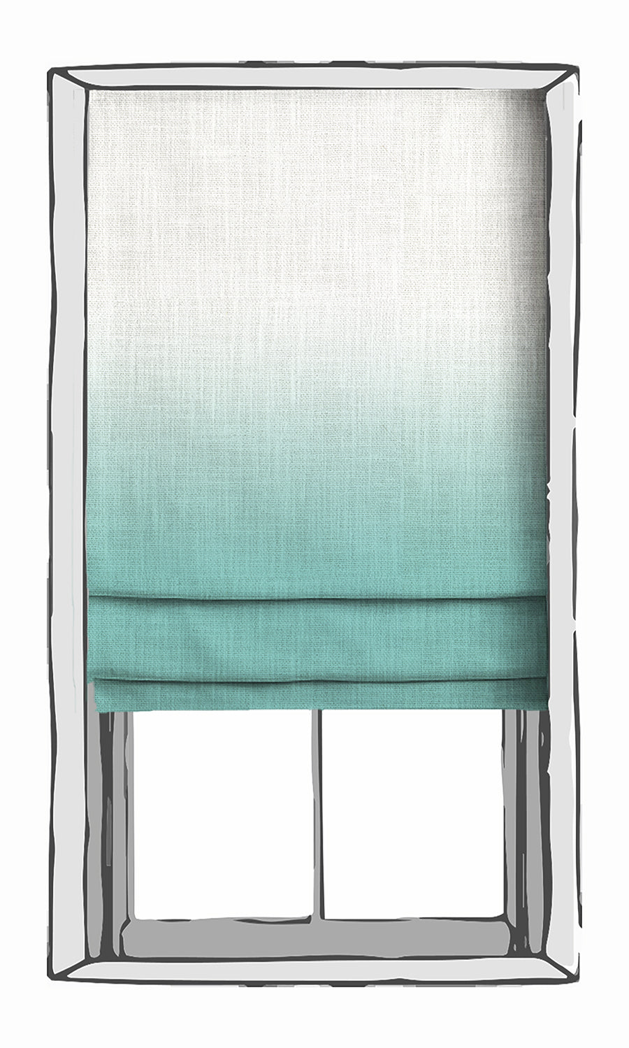 2-Tone Ombre Window Treatments Fabric By the Yard (Turquoise Blue)
