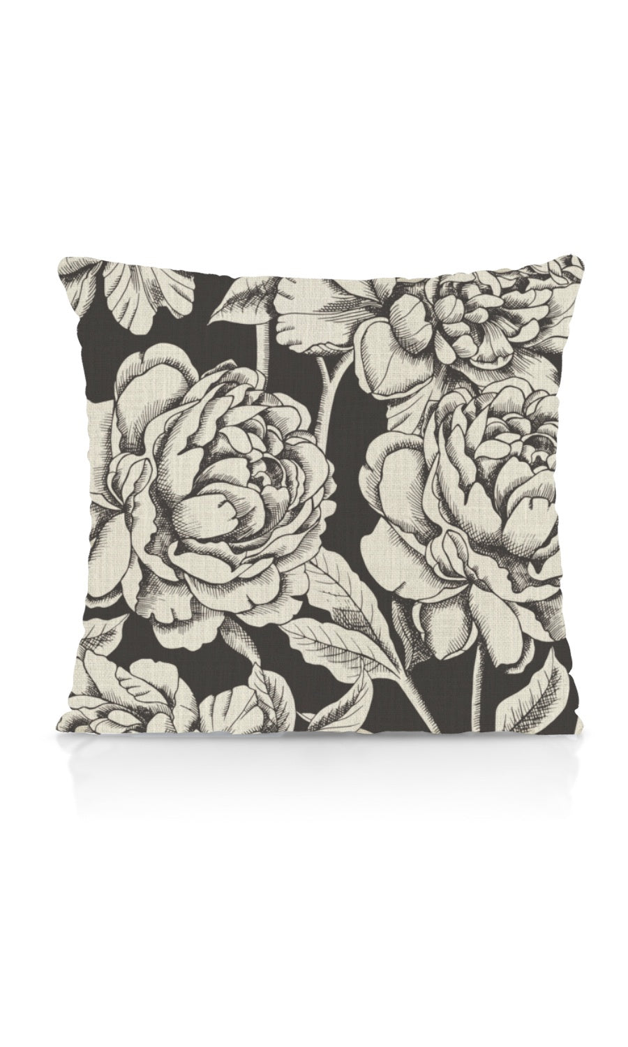 Floral Print Home Textile Fabric Material Sample (Black/ Milky White)