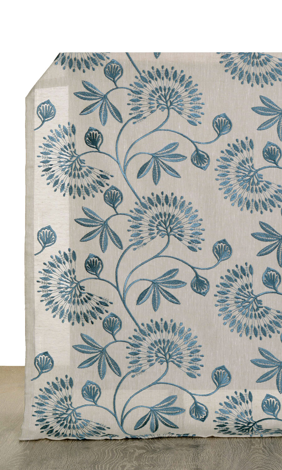 Semi-Sheer Home Décor Fabric Sample (Beige/ Teal)