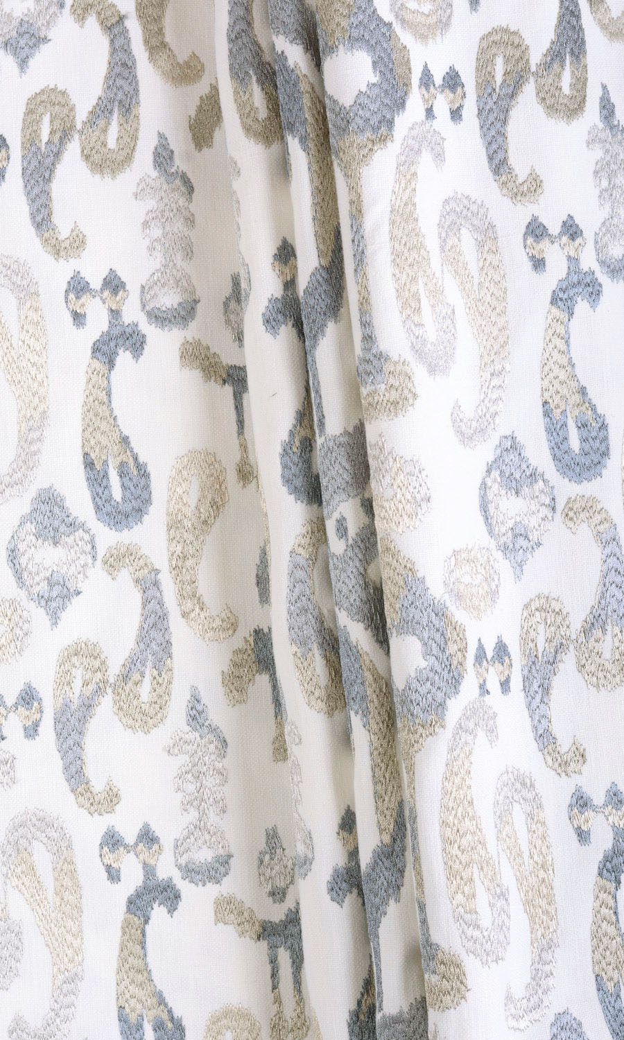 Ikat Print Fabric Material By the Yard (Gray/ Beige/ White)