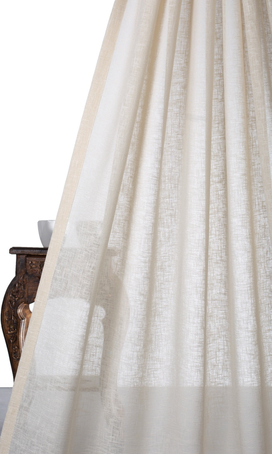 Textured Sheer Home Textile Fabric Material By the Yard (Warm Ivory/ Pale Beige)