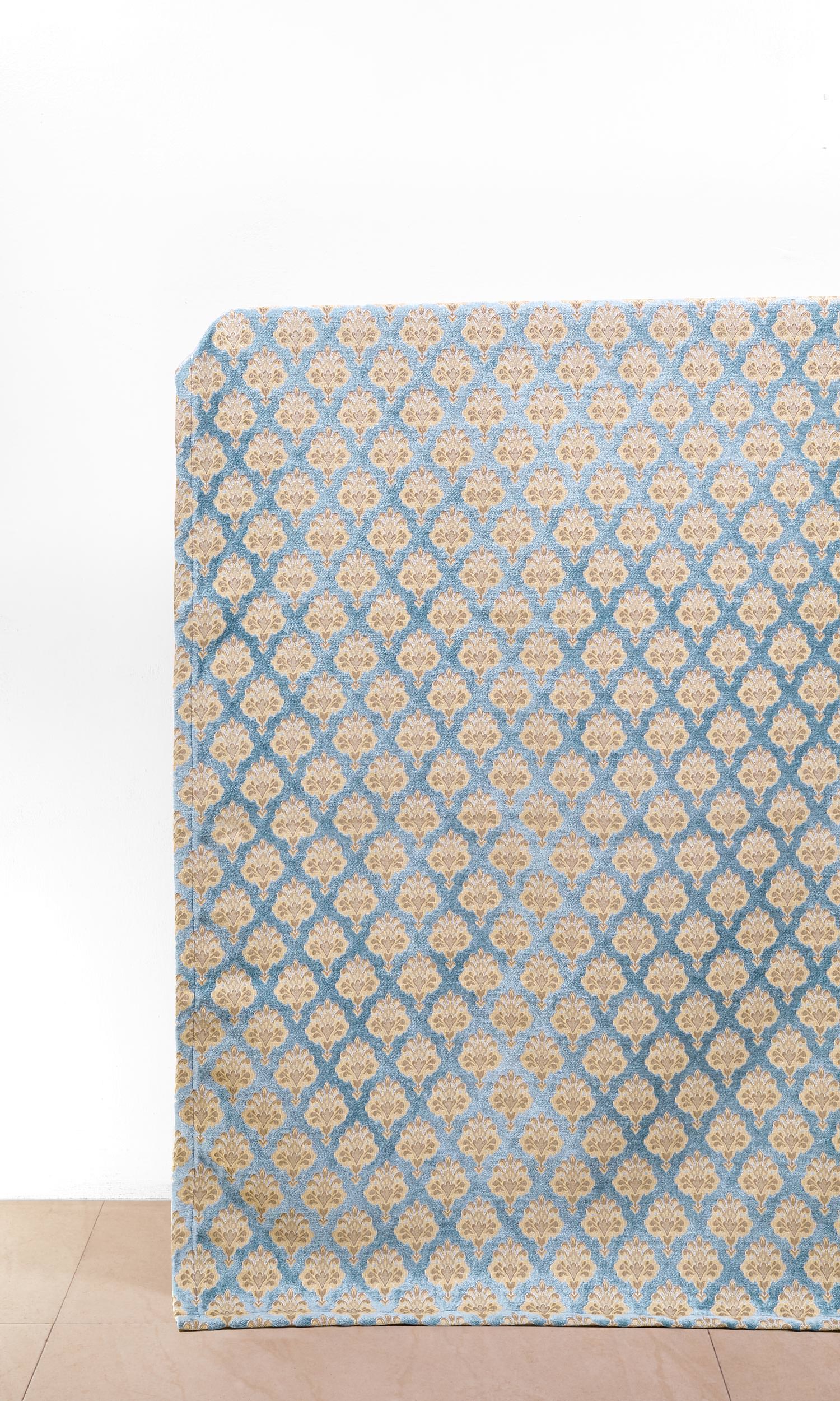 Floral Velvet Home Décor Fabric Sample (Beige/ Brown/ Blue)