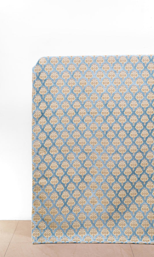 Floral Velvet Home Décor Fabric Sample (Beige/ Brown/ Blue)