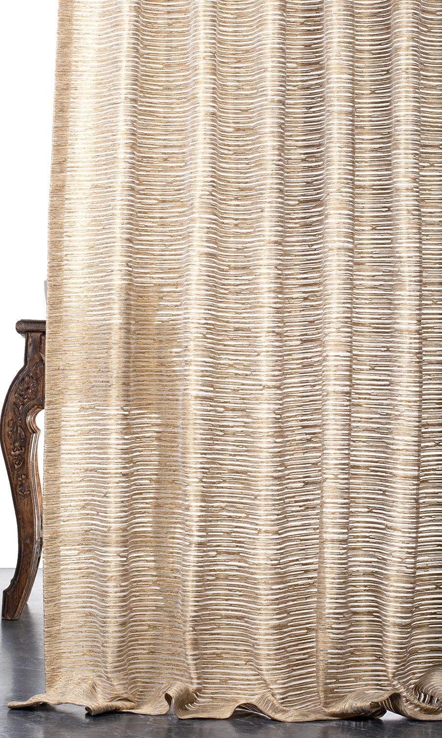 Striped Sheer Home Textile Fabric Material By the Yard (Peanut Brown)