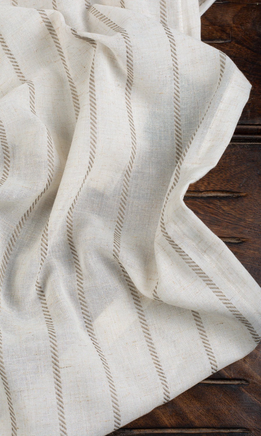 Striped Sheer Home Textile Fabric Material By the Yard (Cream/ Brown)