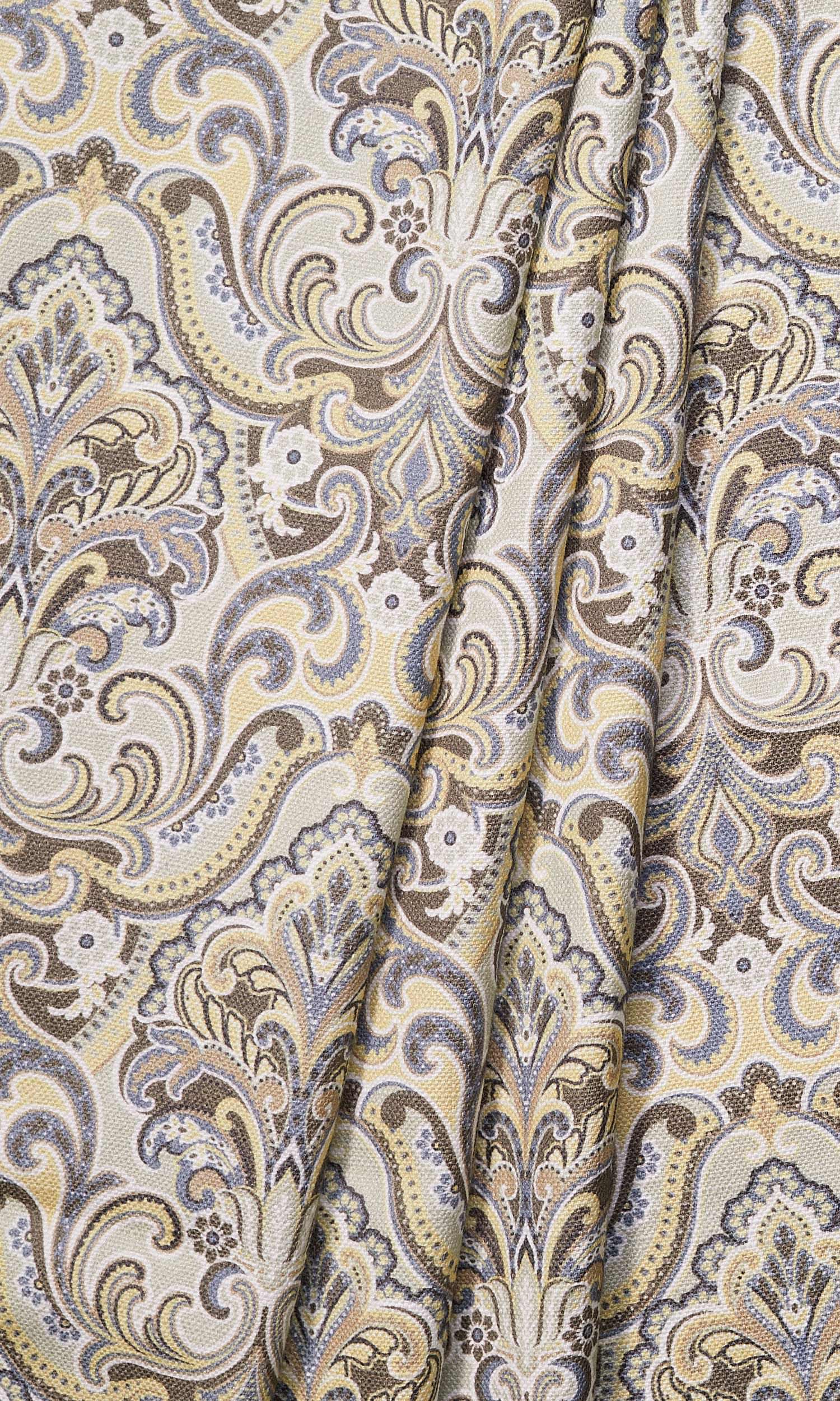 Fleur De Lis Print Home Décor Fabric By the Yard (Yellow/ Grey)