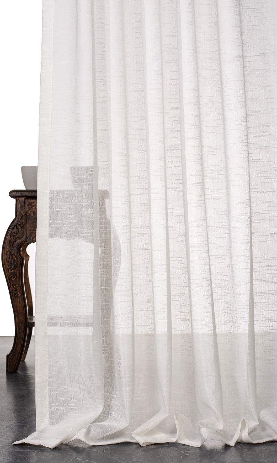 Textured Sheer Window Treatments Fabric By the Yard (White)