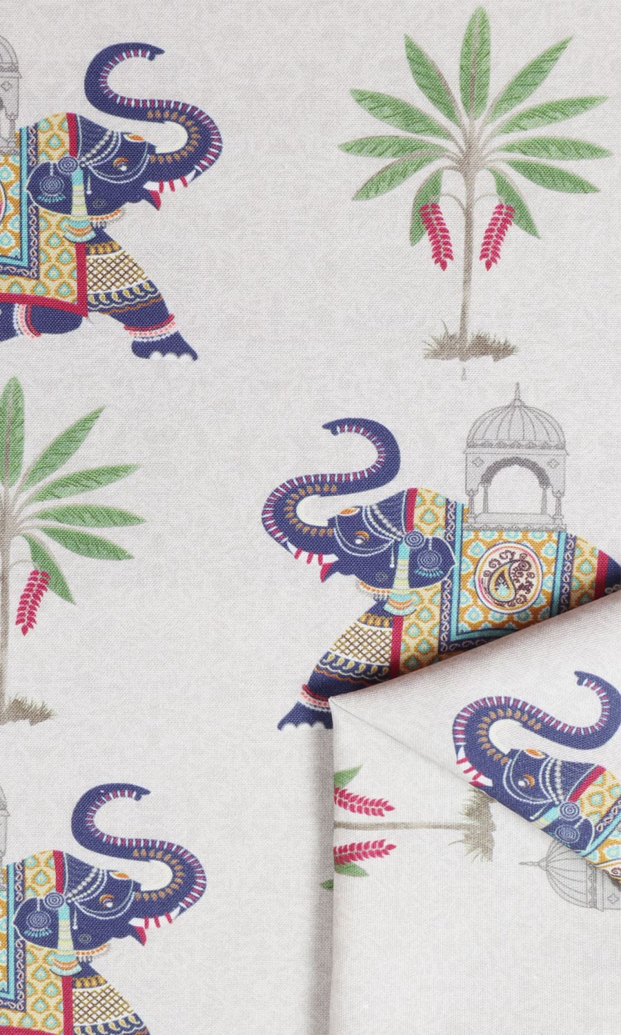 Cotton Printed Fabric Material By the Yard (White/ Grey/ Purple)