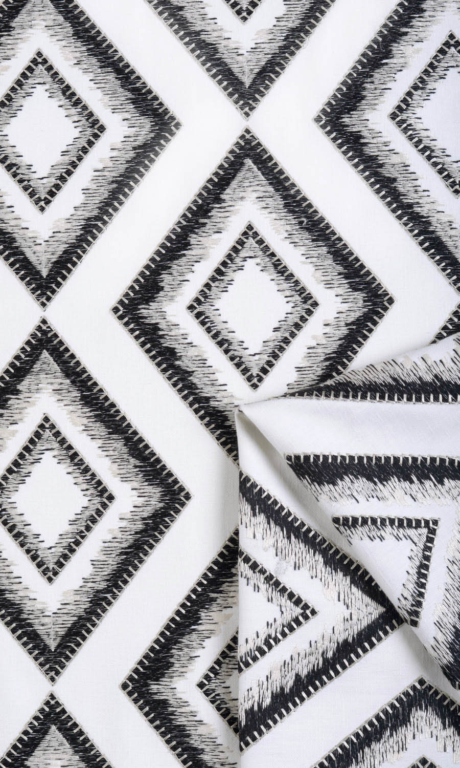 Geometric Patterned Fabric Material By the Yard (White/ Black)