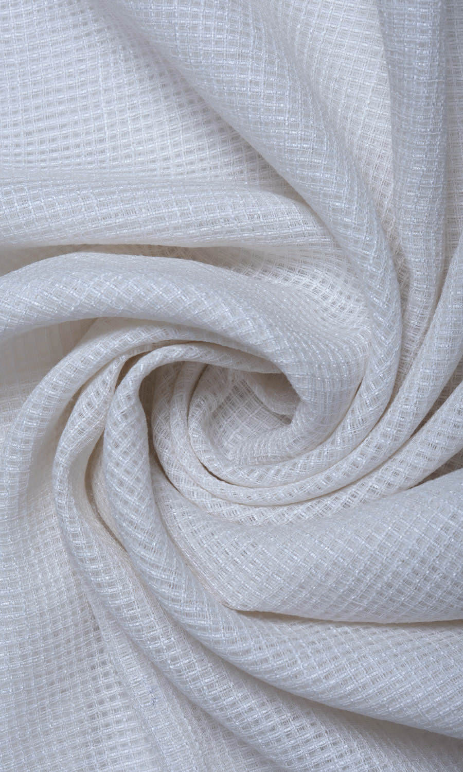 Check Weave Pure Sheer Home Textile Fabric Material Sample (White)