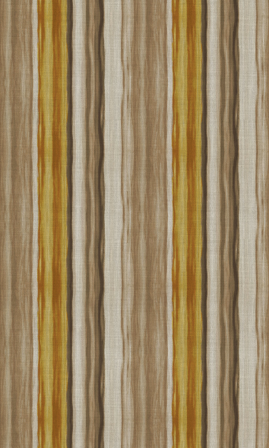 Watercolor Effect Striped Fabric Material By the Metre (Yellow/ Brown)