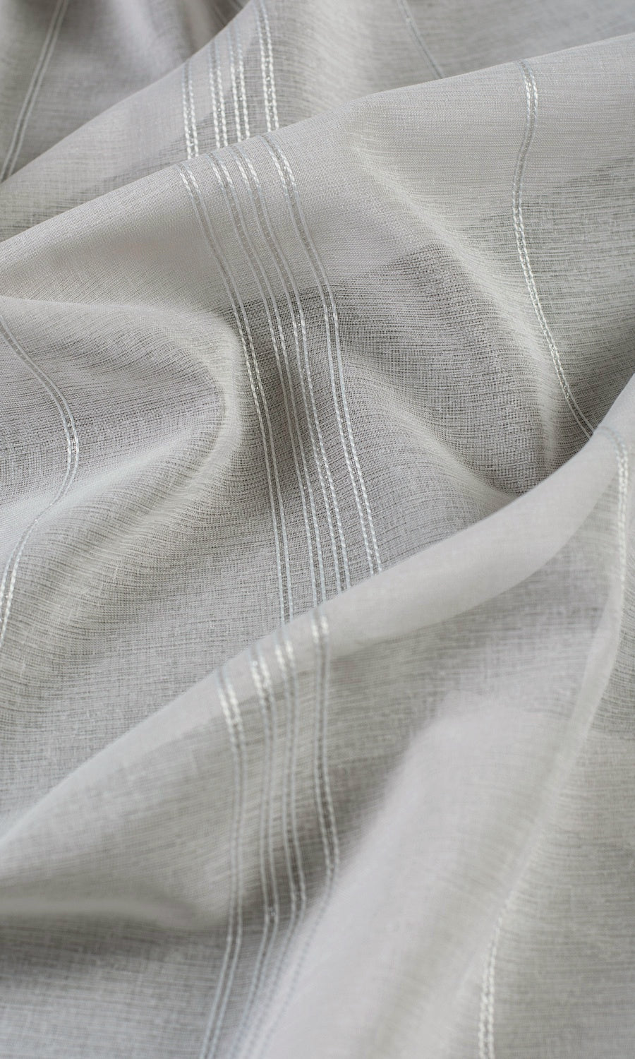 Striped Sheer Fabric Sample for Curtains & Drapes (Grey)