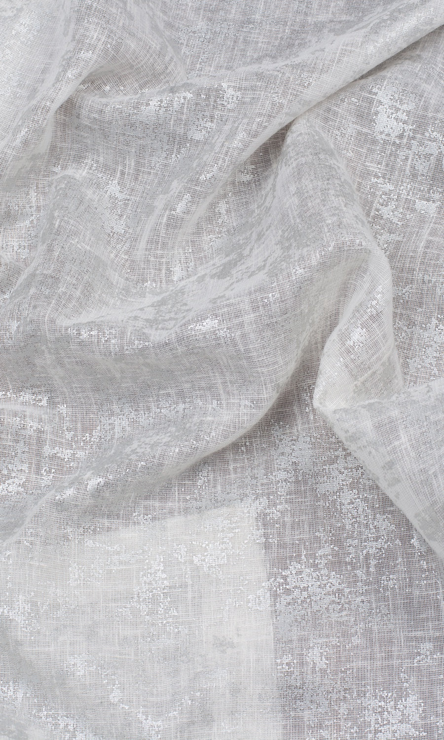 Metallic Accent Semi-Sheer Fabric By the Yard for Curtains & Drapes (White)
