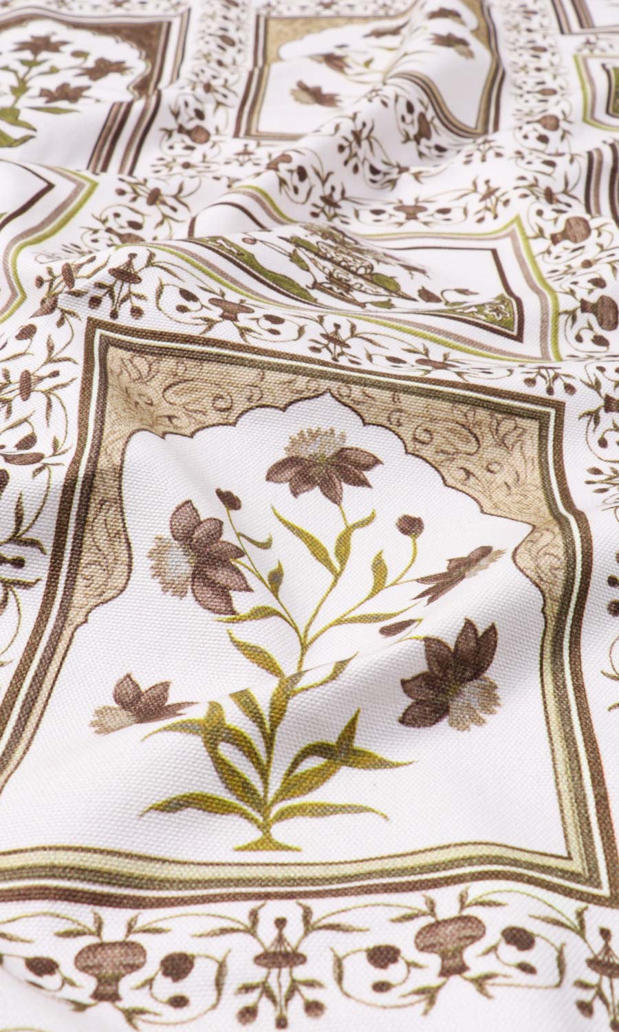 Floral Cotton Home Textile Fabric Material Sample (Brown/ Green)