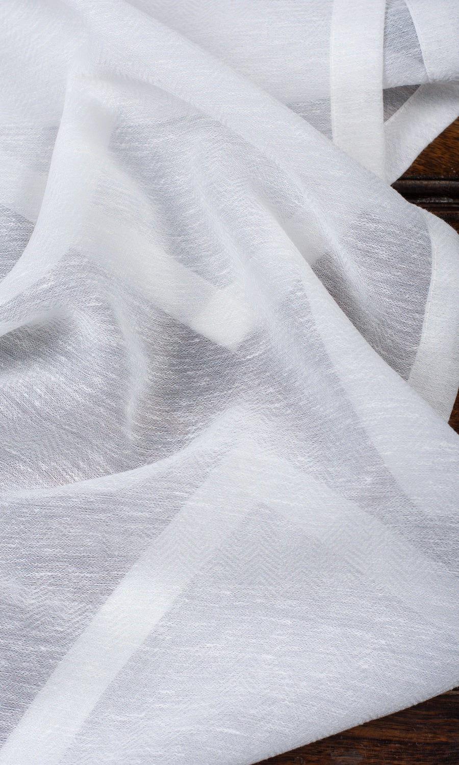 Textured Sheer Fabric Material By the Yard (White)