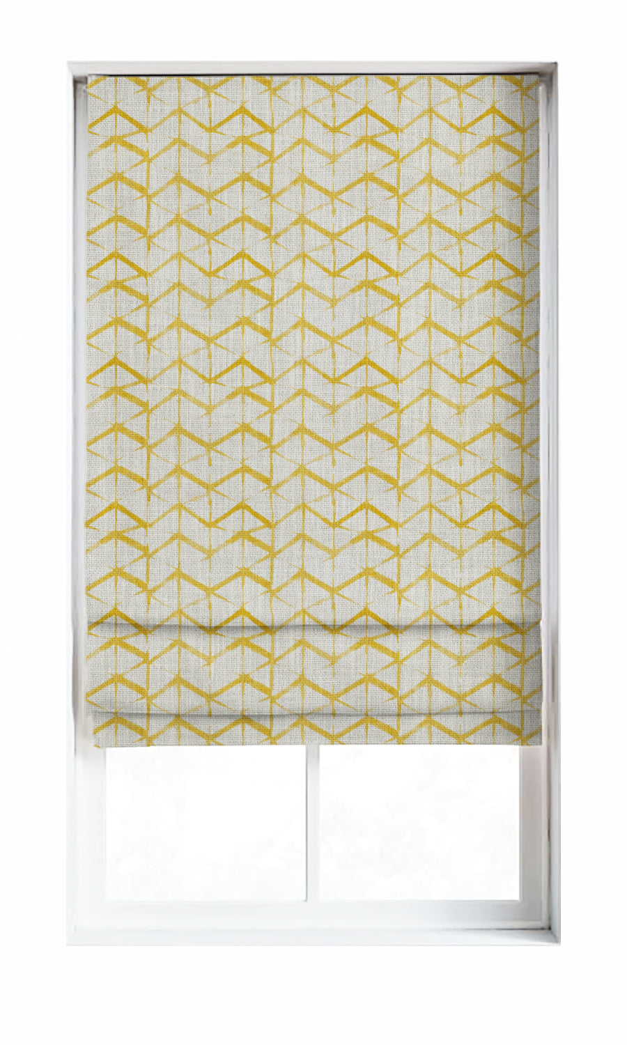Geo Print Window Treatments Fabric Sample (Eggshell White/ Yellow)