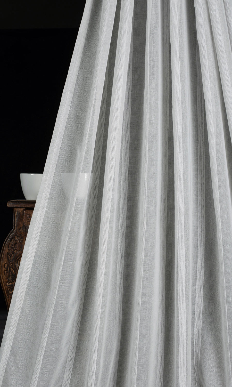 Striped Sheer Home Textile Fabric Material By the Yard (Grey)