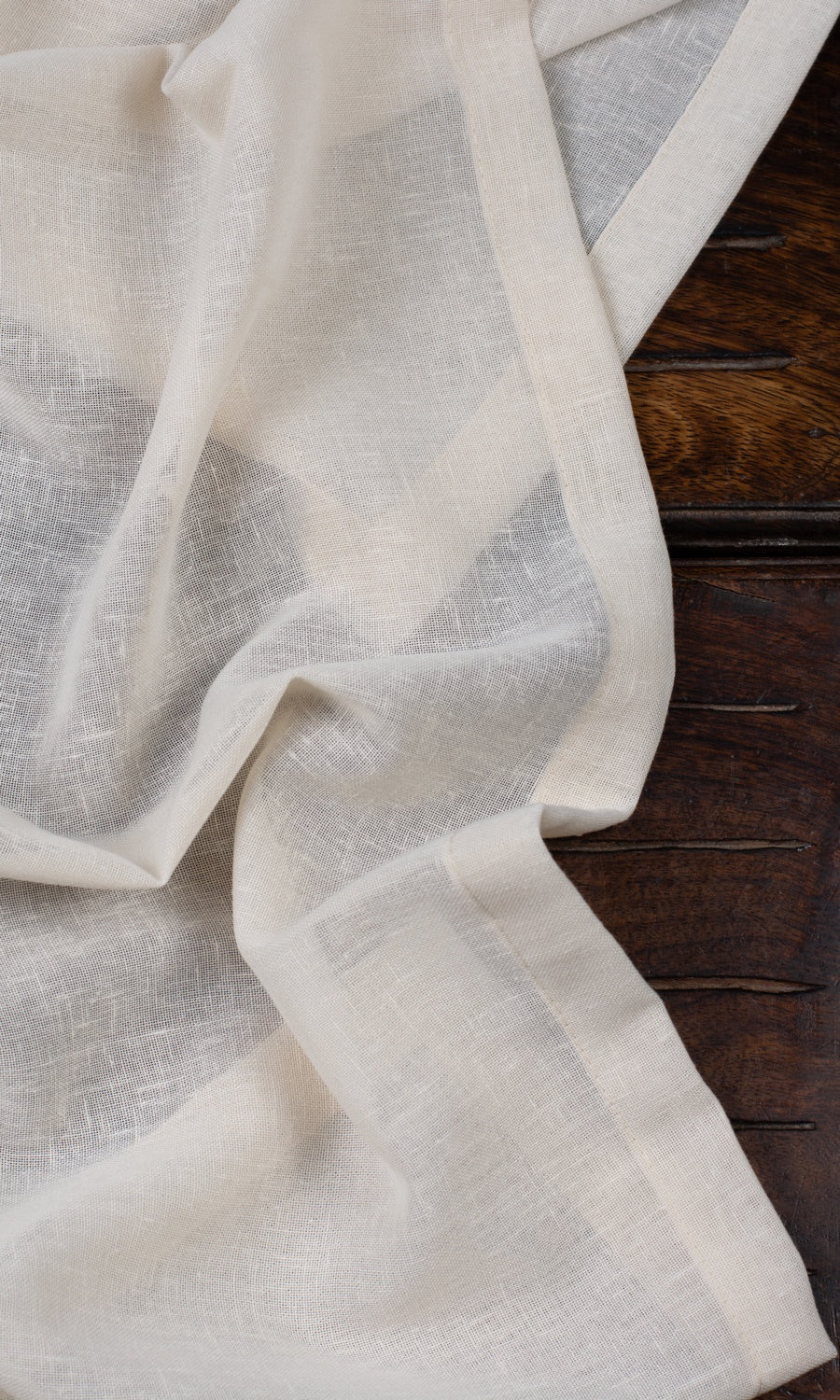 Plain Sheer Fabric Material By the Yard (Warm Ivory/ Pale Beige)