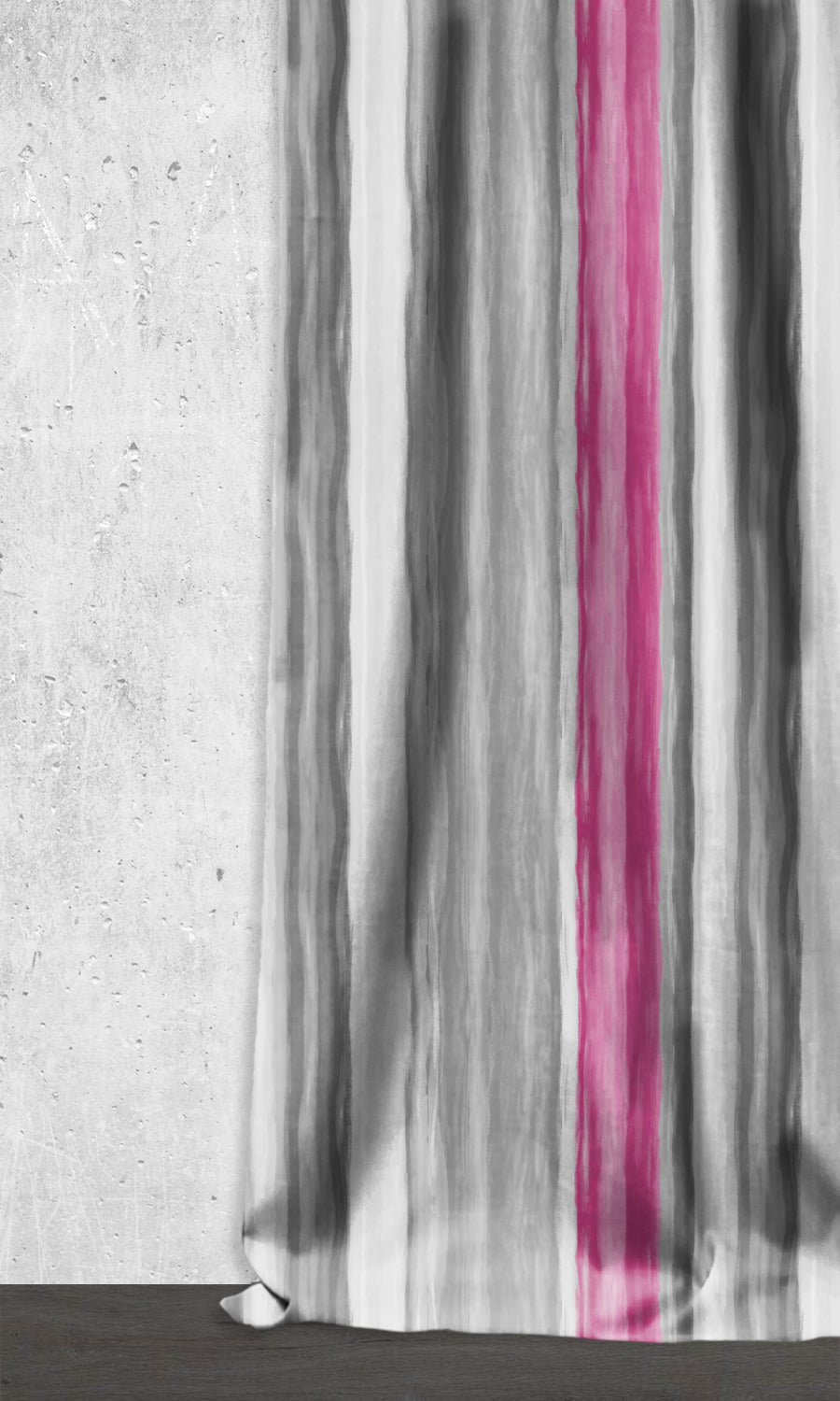 Dimout Striped Window Treatments Fabric By the Yard (Grey/ Carnation Pink)