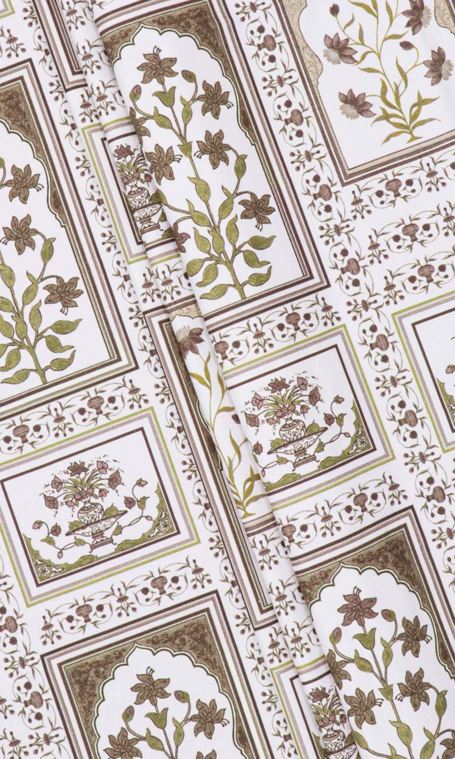Floral Cotton Free Fabric Material Sample (Brown/ Green)