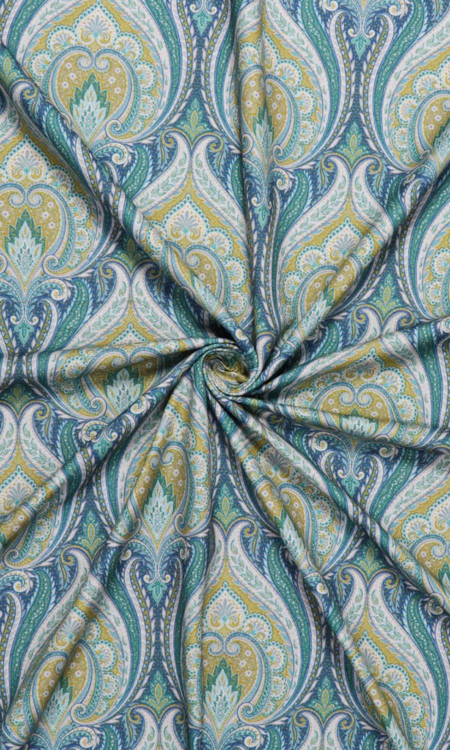 Floral Damask Fabric Material By the Yard (Blue/ Green)