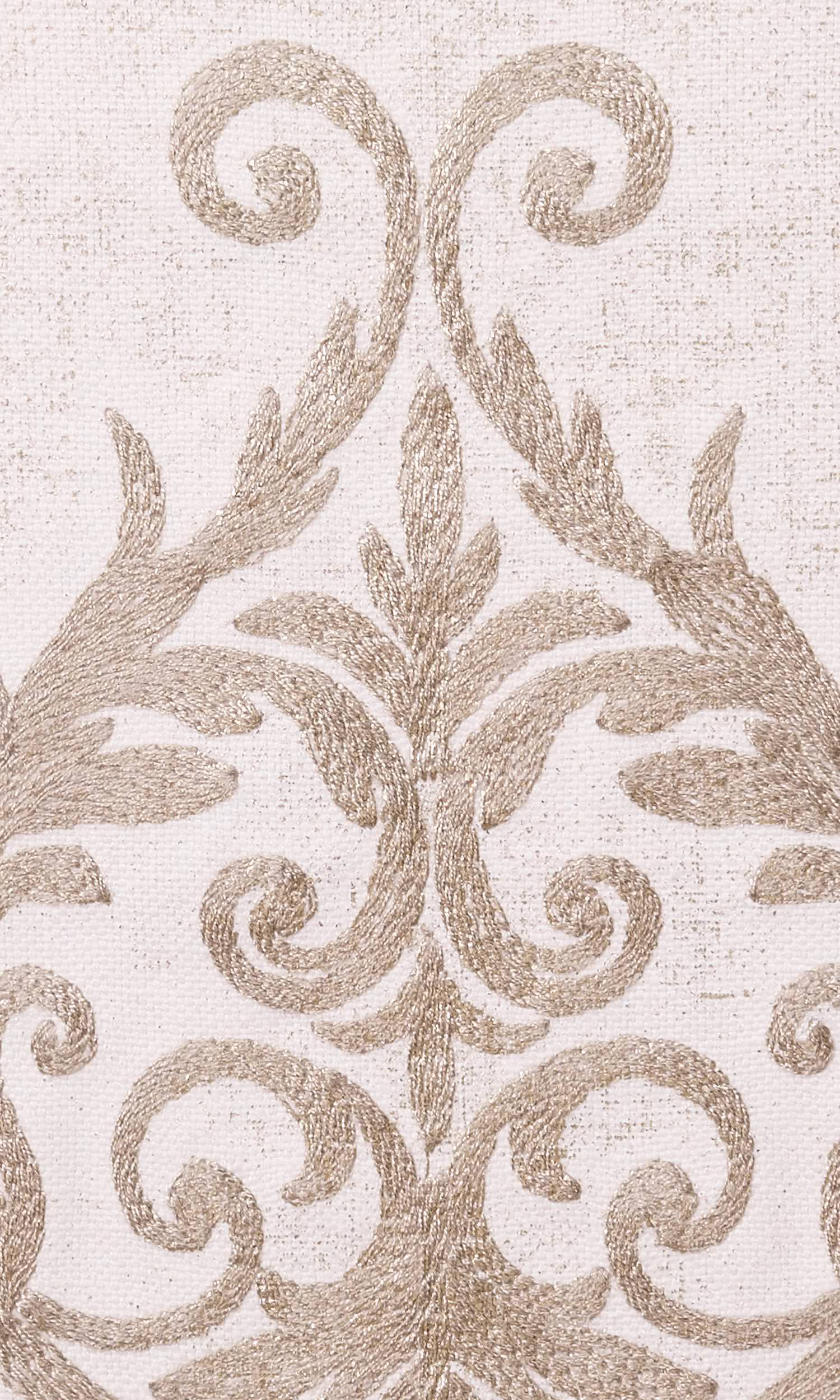 Damask Poly-Cotton Home Textile Fabric Material By the Yard (Golden/ Ivory)