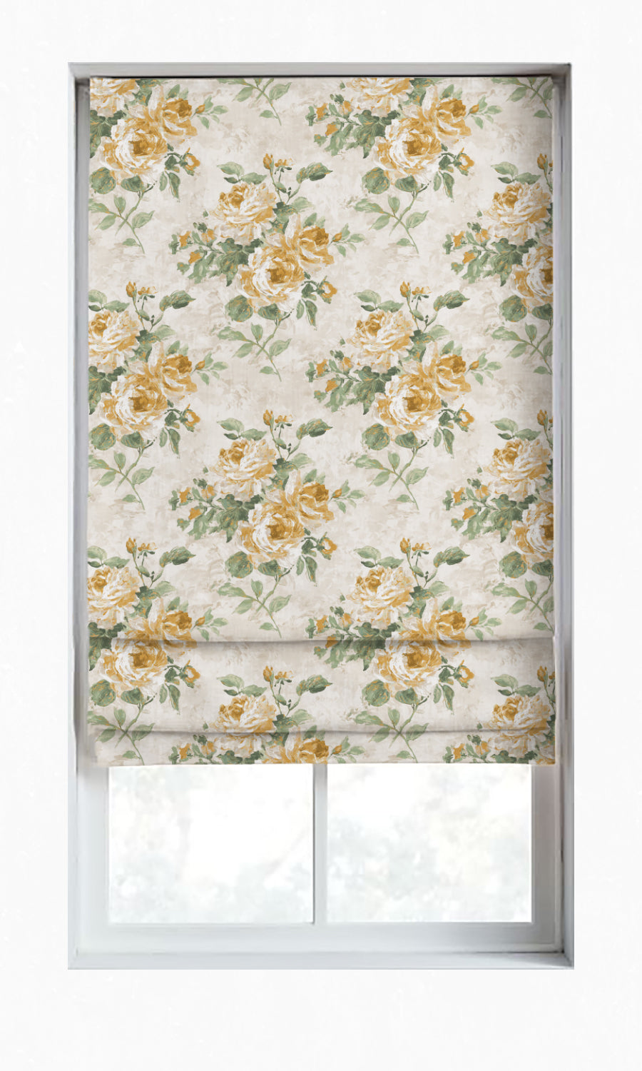 Dimout Floral Window Treatments Fabric By the Yard (Yellow/ Ivory/ Green)