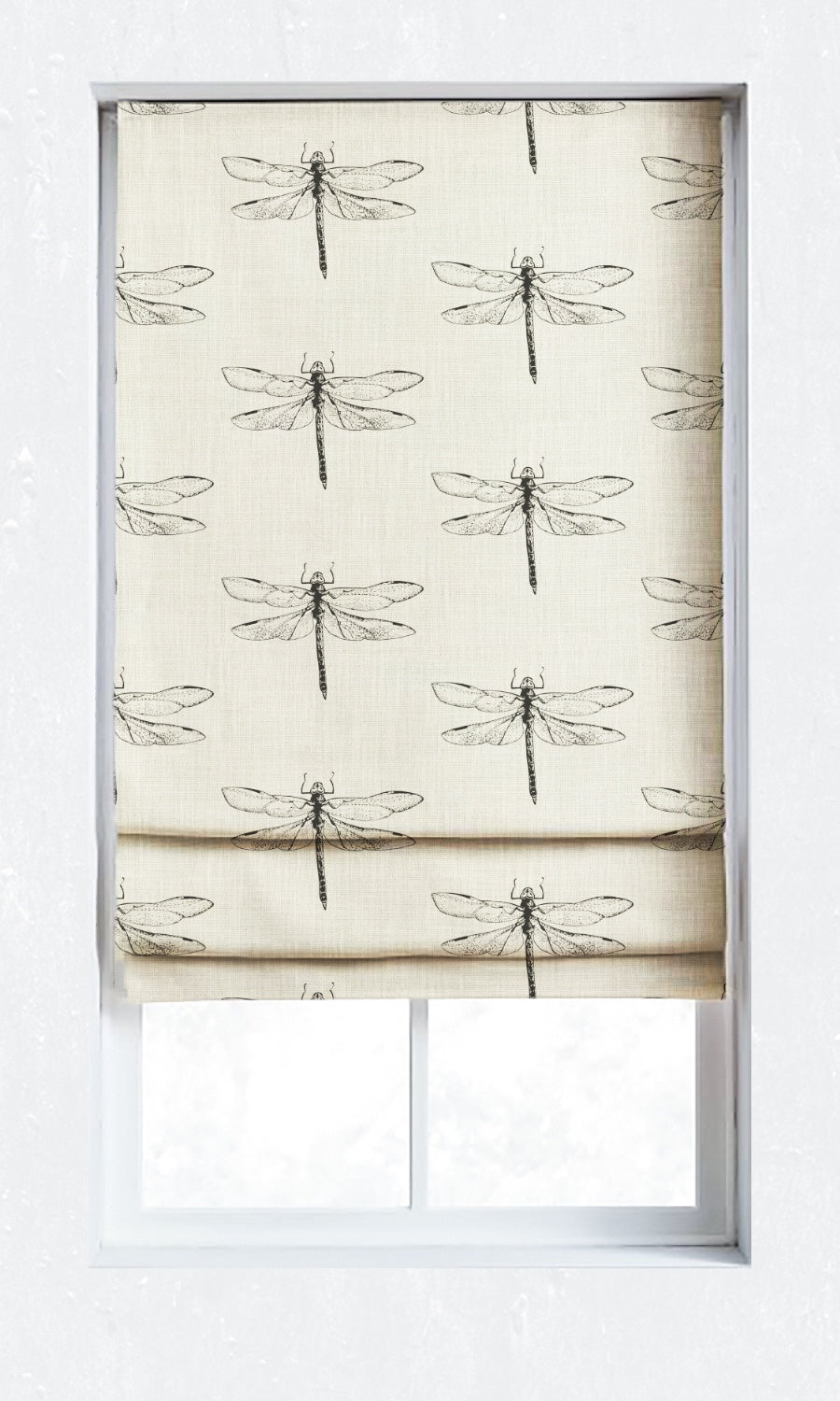 Dragonfly Print Window Treatments Fabric By the Metre (Black/ White)