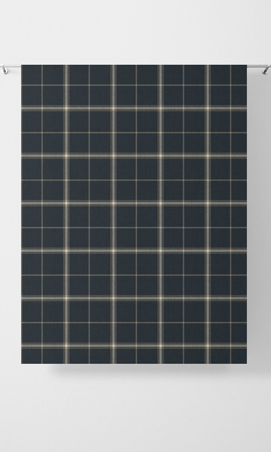 Checkered Home Textile Fabric Material By the Yard (Navy Blue/ Brown)