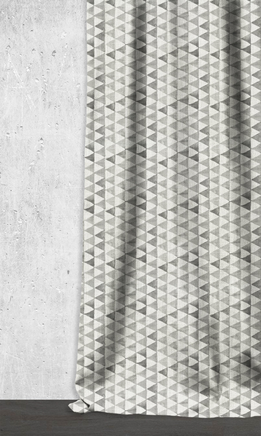Triagonal Print Home Décor Fabric By the Metre (Eggshell White/ Grey)