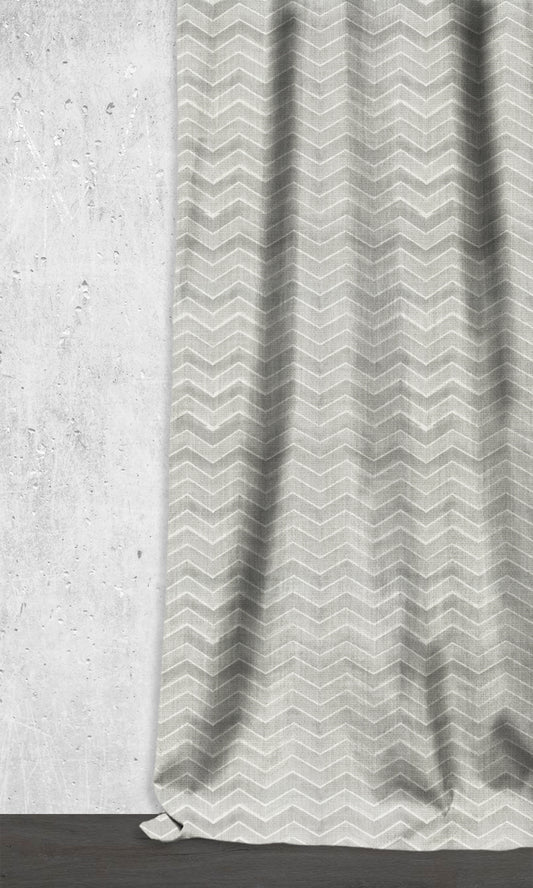 Chevron Print Home Décor Fabric Sample (Eggshell White/ Grey)