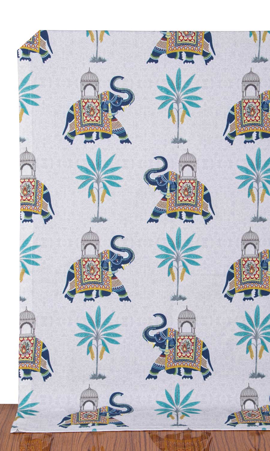 Printed Cotton Home Décor Fabric By the Yard (Grey/ Blue)