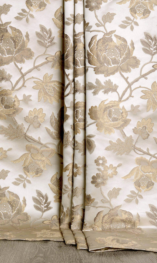 Floral Home Décor Fabric By the Yard (Beige/ Brown)