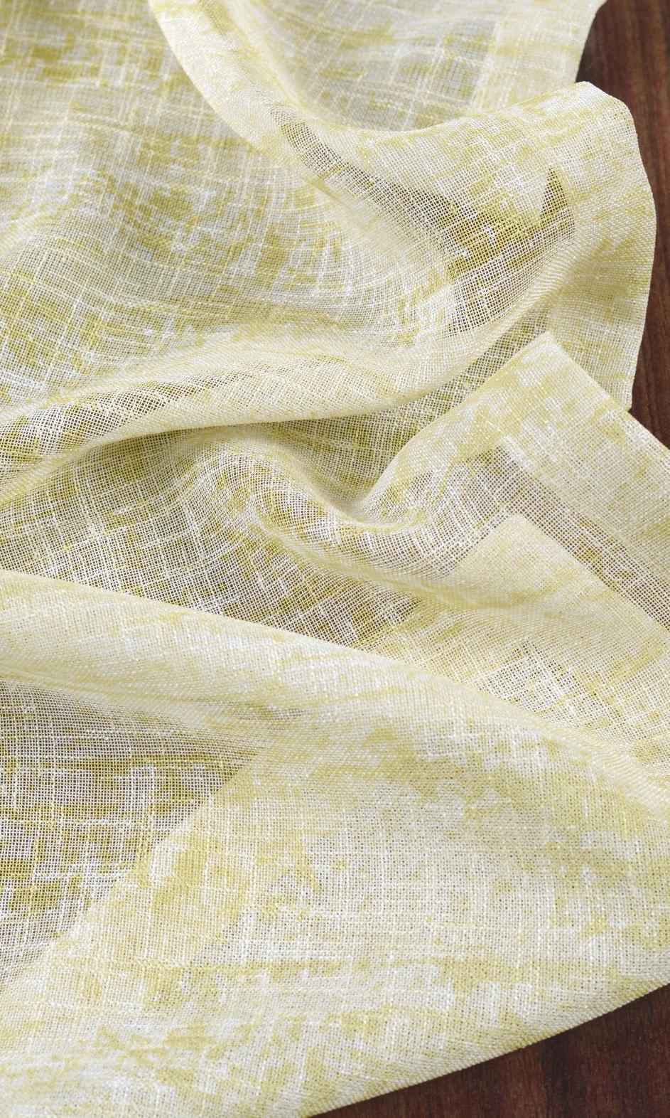 Textured Sheer Window Treatments Fabric By the Yard (Yellow-Green)